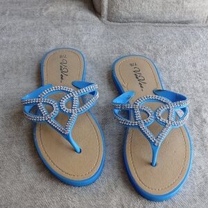 Elegant Blue Rhinestone Sandals